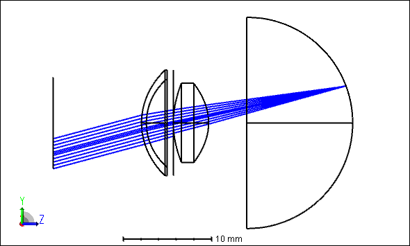 3D layout with an input beam at 15°
